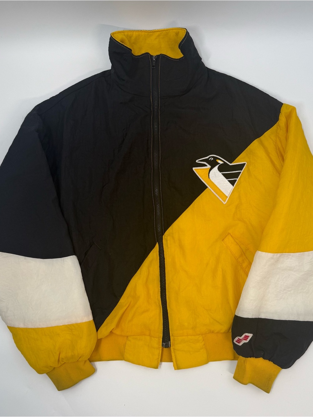Men's Black & Yellow Diagonal Colorblock Bomber Jacket